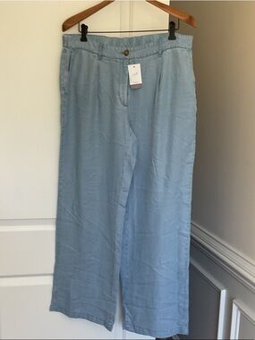 J. Jill Light Blue Wide-Leg Linen Blend Pants